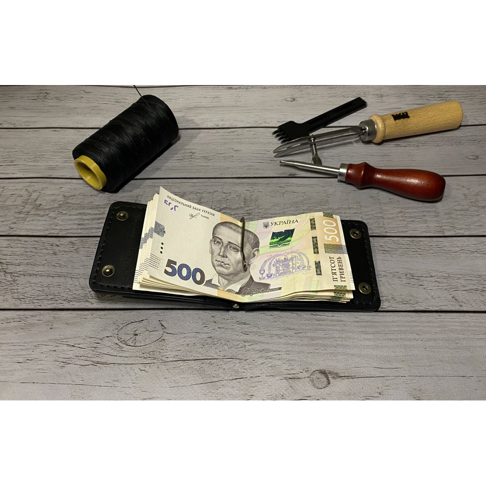 Зажим для купюр мужской кожаный Лев