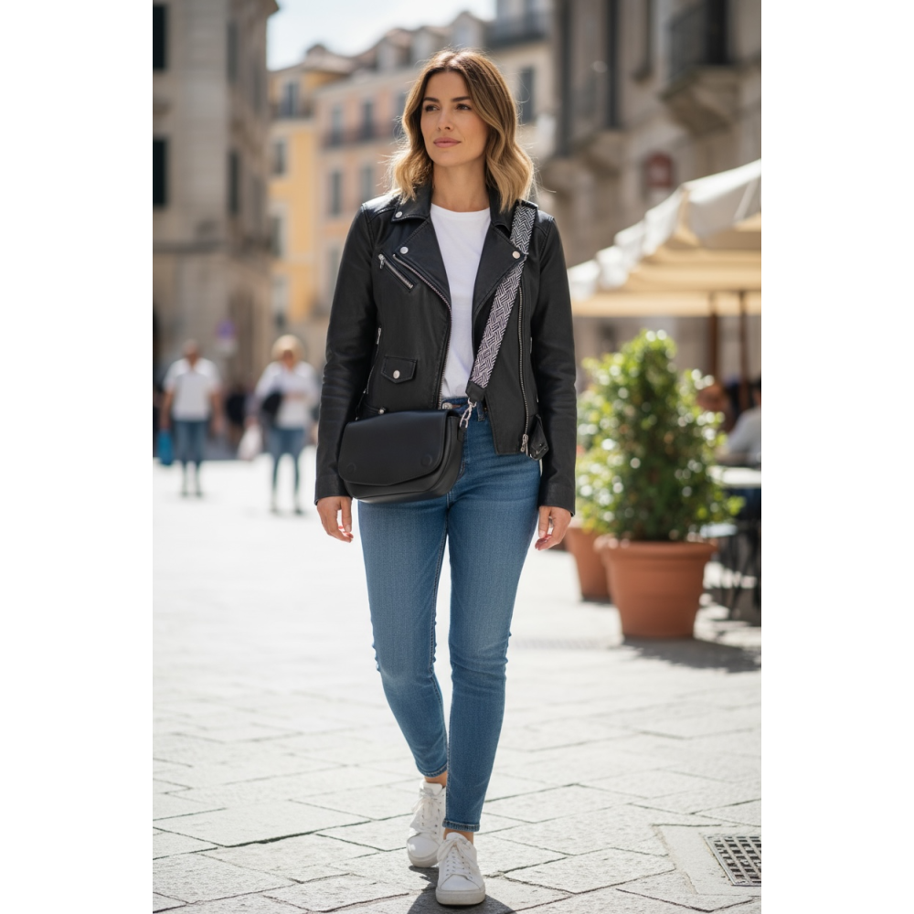 Сумка кросс-боди ручной работы из натуральной кожи КРС (черная)