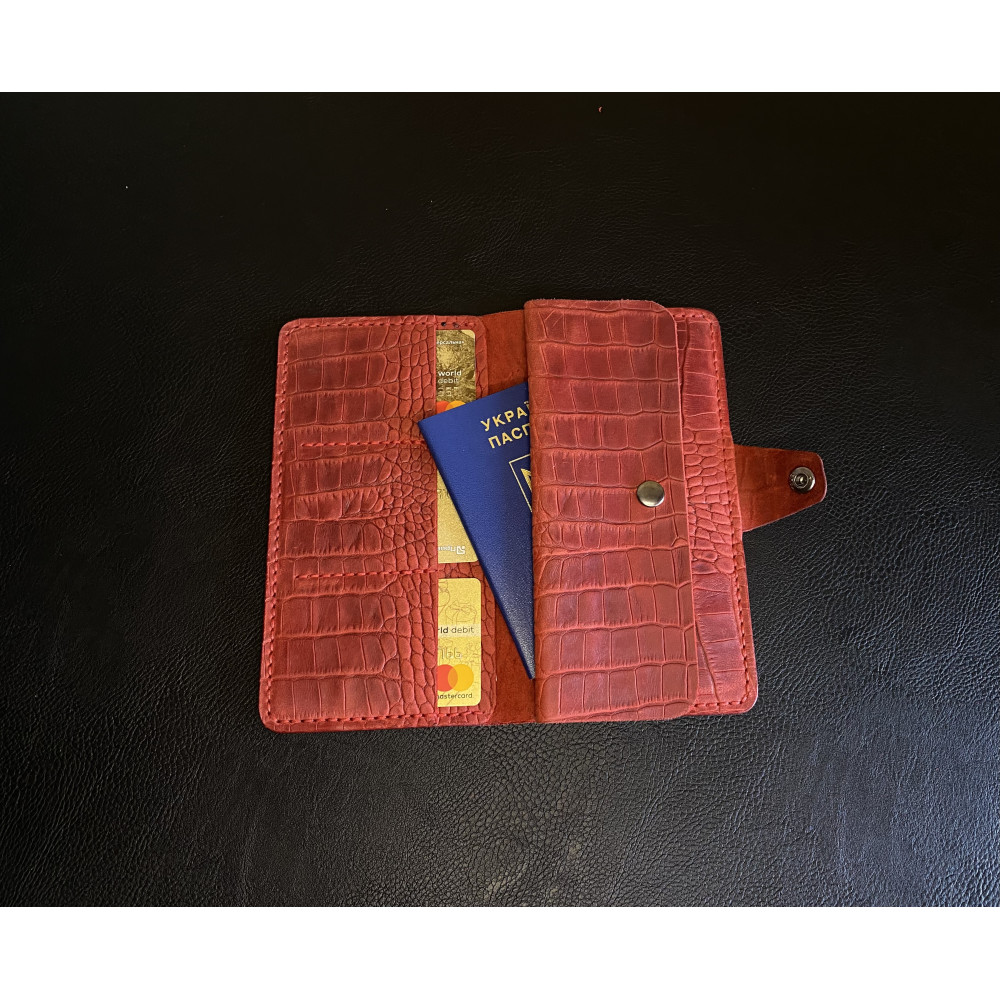 Женский кожаный кошелек Legacy Crazy Horse красный под рептилию