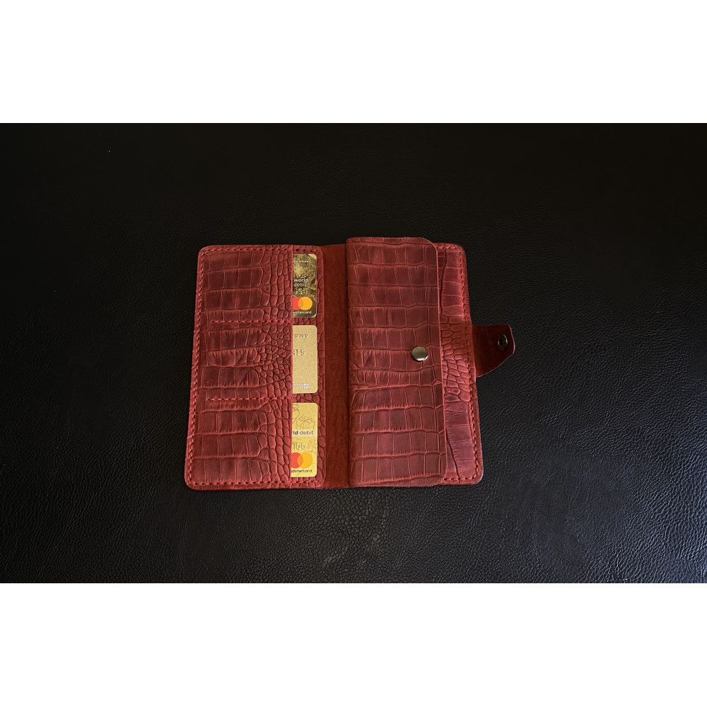 Женский кожаный кошелек Legacy Crazy Horse красный под рептилию