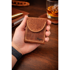 Компактный кожаный кошелек Crazy Horse коньяк под крокодила