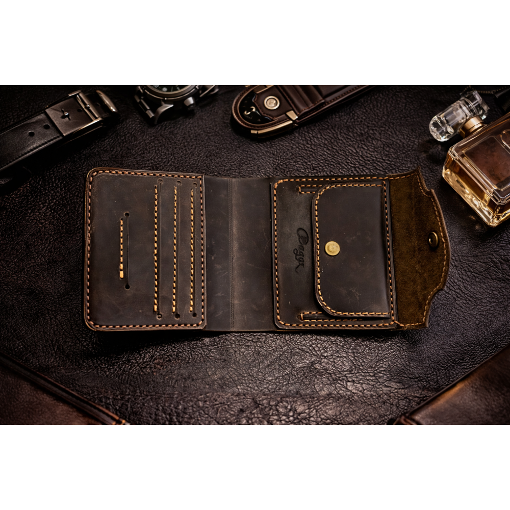 Кожаный кошелек Texas Crazy Horse орех ручной работы