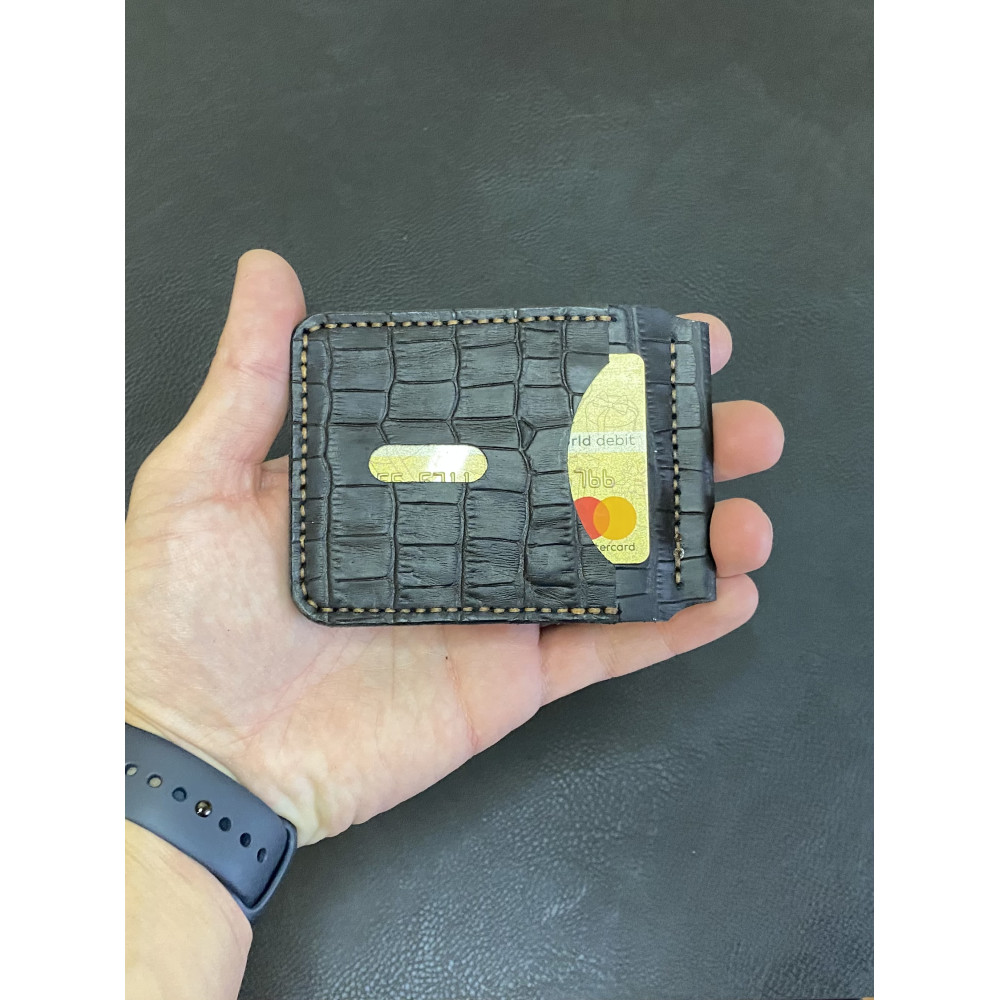 Зажим для денег Nomad Crazy Horse черный с тиснением под крокодила