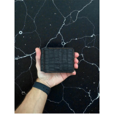 Зажим для денег Nomad Crazy Horse черный с тиснением под крокодила