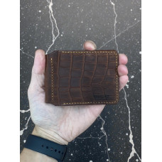 Кожаный зажим для денег Nomad Crazy Horse коньячный под крокодила