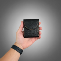 Міні гаманець Flux New шкіряний з тисненням під крокодила (чорний)