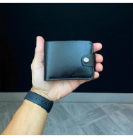 Кожаный кошелек Slate с монетницей черный минималистичный