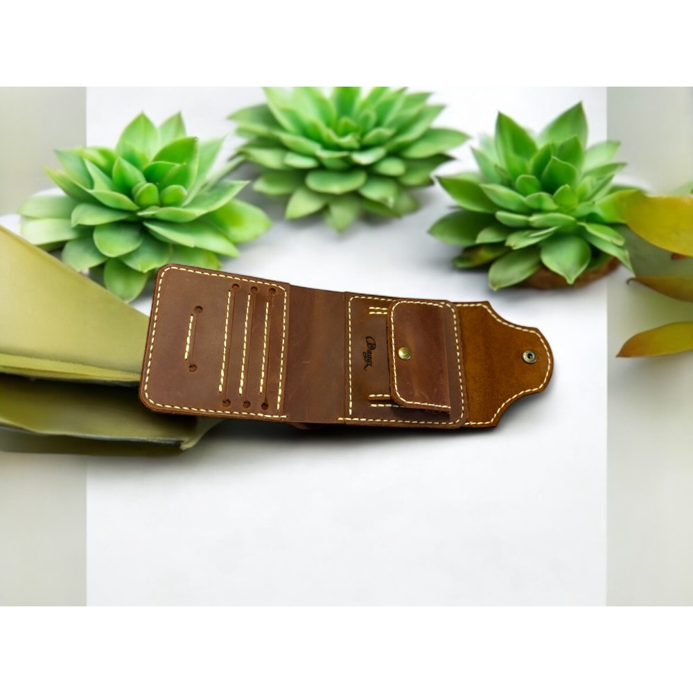 Чоловічий шкіряний гаманець Texas Crazy Horse коньяк