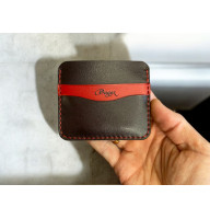 Картхолдер кожаный Kaiser в красно-черном цвете