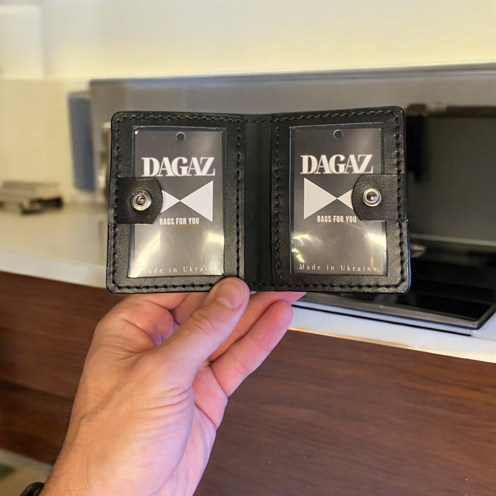 Обложка для удостоверения кожаная черная