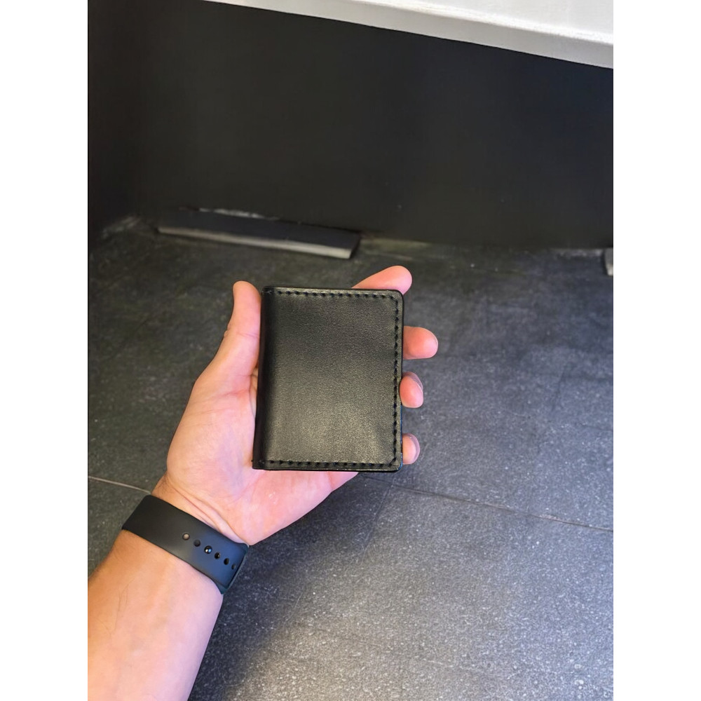 Обложка для удостоверения кожаная черная