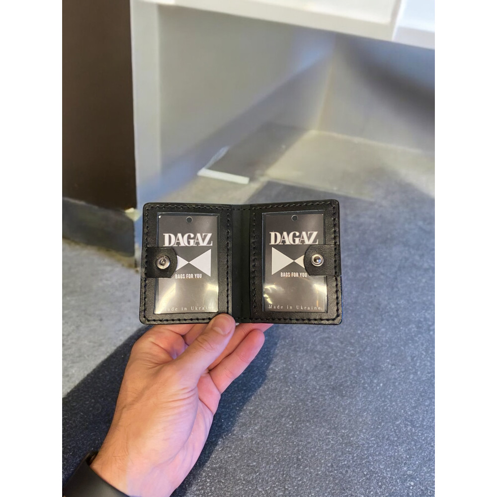 Обложка для удостоверения кожаная черная