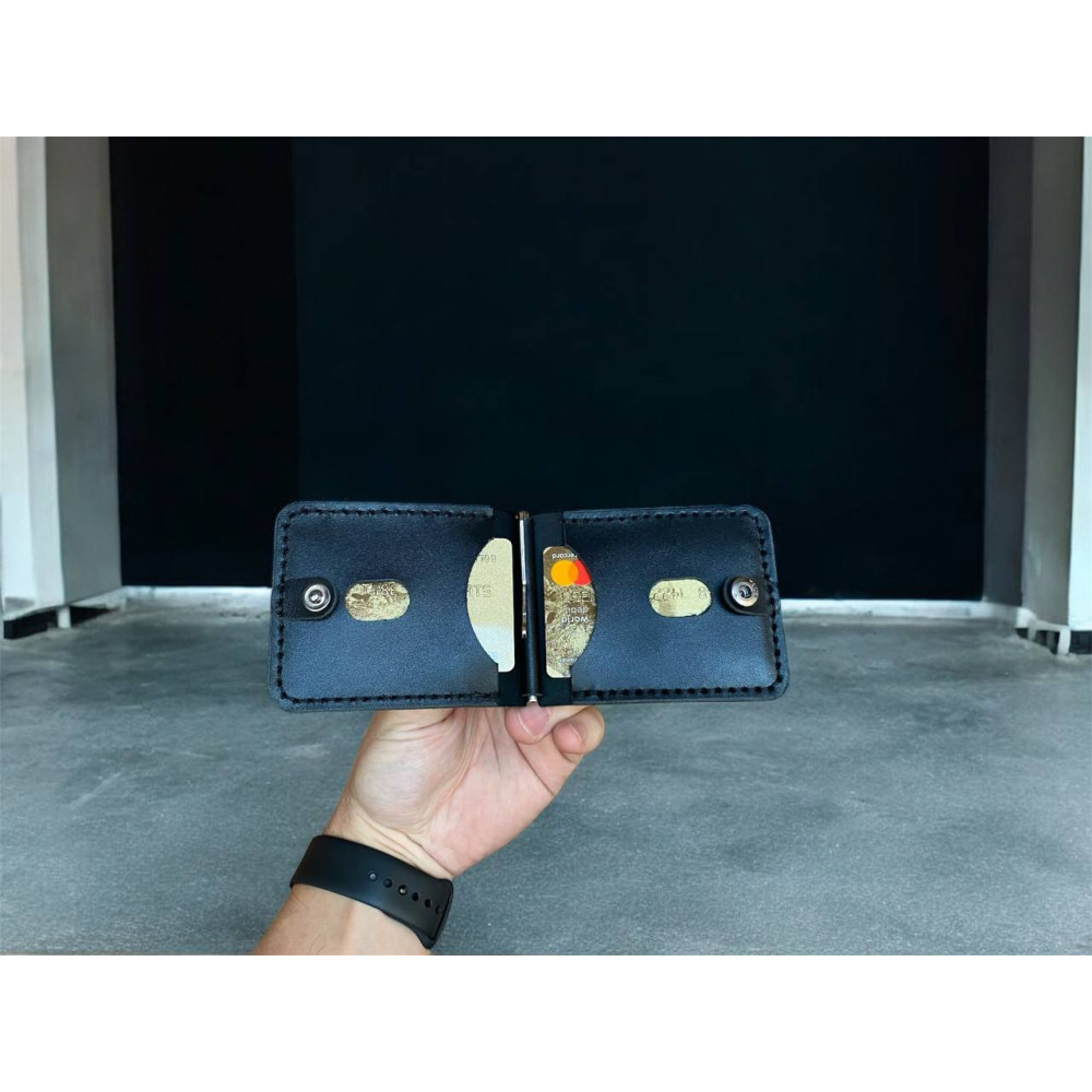 Кожаный зажим для денег Nomad Kaiser черный на кнопке